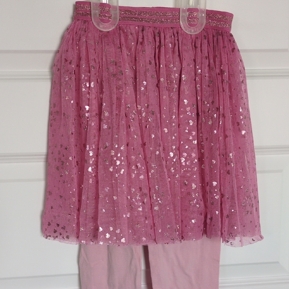 Pink Sequin Tulle Skirt with Leggings